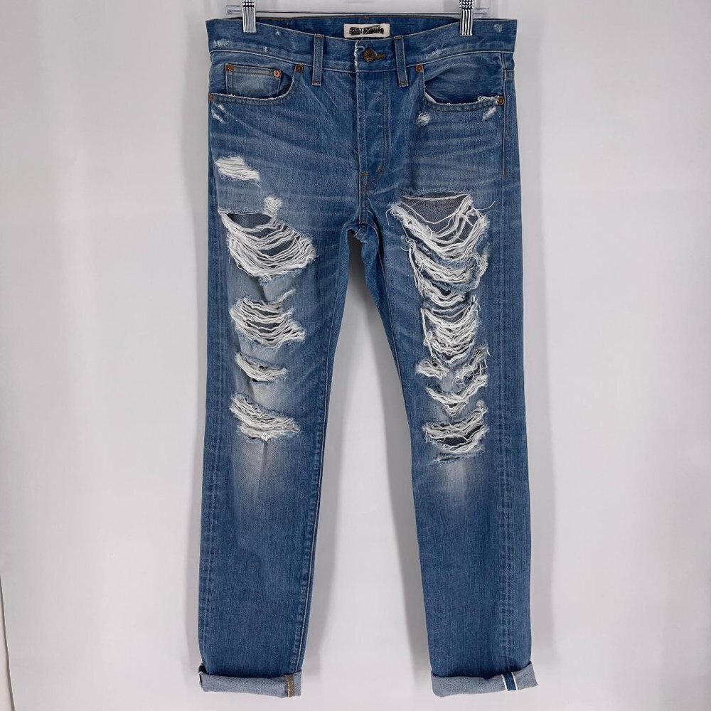 Rivet & Thread Size 25 Super Distressed Slim Boy Medium Wash Jeans